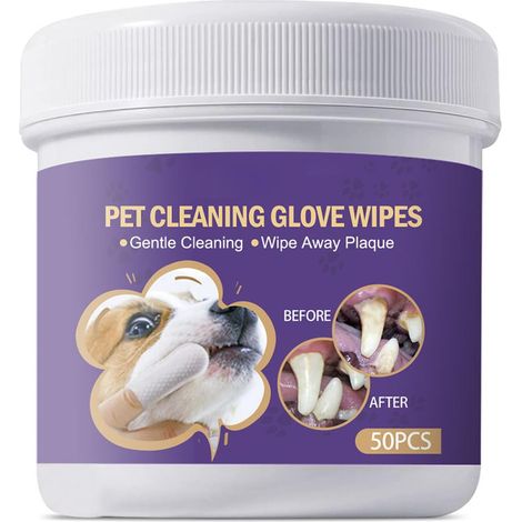 Lot de 50 lingettes nettoyage dentaire pour chien (1/5)