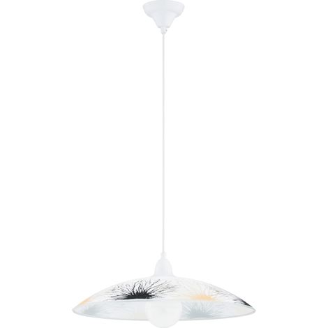 Suspension ronde blanche motif métal Ø47 E27 Alfa Flores (1/3)
