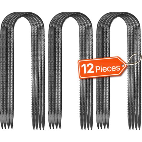 VEVOR Bodenanker, 254x55,88 mm, U-Typ mit 8 mm Durchmesser, verzinkte Zeltheringe, Erdanker, Erdnägel, Heringe, für Zelten, Vordächern, Camping, Trampolin, Blumenständer (12er-Pack) (1/5)