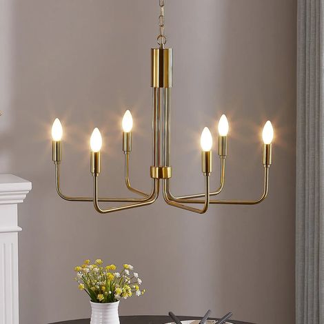 [NEUWERTIG] B-Ware Lindby Kronleuchter Pendelleuchte Elanova Messing 6 Flammig ø 70 Cm E14 Eisen