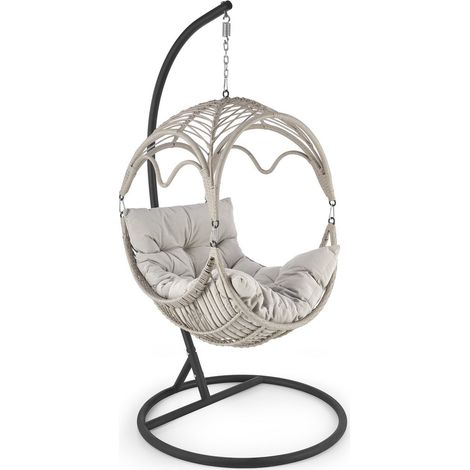 Fauteuil suspendu gris clair en rotin synthétique Gardena (1/5)
