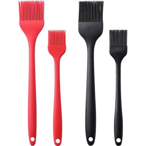 Ensemble de 4 pinceaux à badigeonner en silicone, résistants à la chaleur, parfaits pour les sauces barbecue, les grillades, le beurre, la pâtisserie et la cuisine. Sans BPA et compatibles lave-vaisse (1/5)