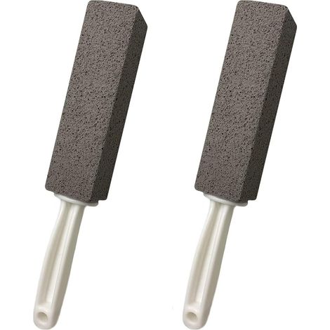 Lot de 2 pierres ponces de nettoyage avec poignée, brosse de nettoyage pour cuvette de toilette avec long manche en plastique antidérapant pour cuisine/baignoire/piscine/ménage (1/5)