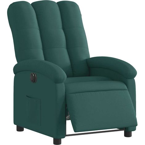 vidaXL Poltrona Elettrica Reclinabile Verde Scuro in Tessuto (1/5)
