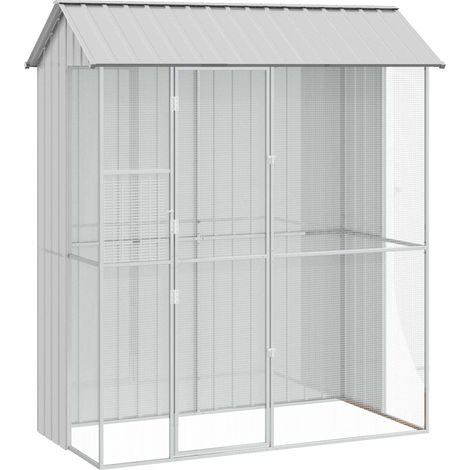 vidaXL Jaula para Aves Gris 215 x 110 x 247 cm Acero Galvanizado (1/2)