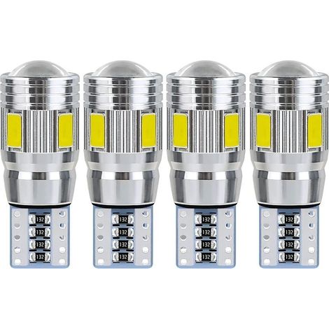 Ampoule T10 W5W led plafonnier voiture led interieur veilleuse led voiture Convient pour les feux de plaque d'immatriculation, les feux latéraux, les feux de position et les plafonniers (4 pièces) (1/5)