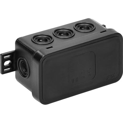 IP54 Waterproof Outdoor Junction Box with 8 Rubber Cable Glands, Recessed Junction Box and Surface-Mounted Weather Resistant (Black) (1/5)