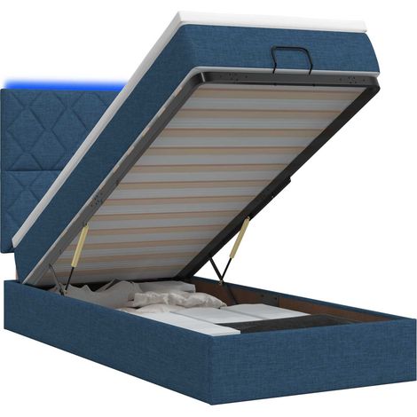 Maison Exclusive - Lit coffre avec matelas et LED Bleu 100 x 200 cm Tissu (1/5)