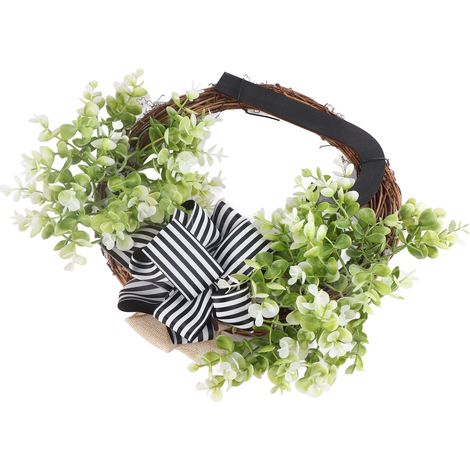 Couronne de porte d'entrée créative avec nœud, 26 lettres, couronne décorative de jardin extérieur (1/5)