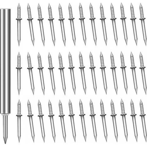 200 Pièces Clou à Double Tête, Clous Sans Couture à Double Tête pour Plinthes Vis de Sécurité Invisibles Sans Trace avec 3 Outil de Douille Spécifique à L'ongle pour la décoration de la maison (1/5)