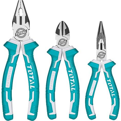 SET 3 PINZE LAVORO PINZA COMBINATA PUNTA BECCHI LUNGHI TRONCHESE Cr-V TOTAL (1/4)