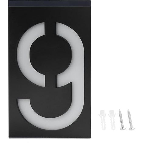 Énergie Solaire Extérieure Led, Plaque de Porte de Lumière Solaire de Numéro de Maison de Led, Lumière de Signe de Numéro, Plaque de Lumières D'adresse de Porte de Magasin D'hôtel de Maison(Numéro 9) (1/5)