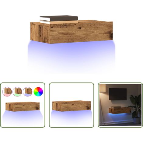 LED-Leuchten - TV-Schrank mit LED-Leuchten Altholz-Optik 60x35x15,5 cm (1/5)