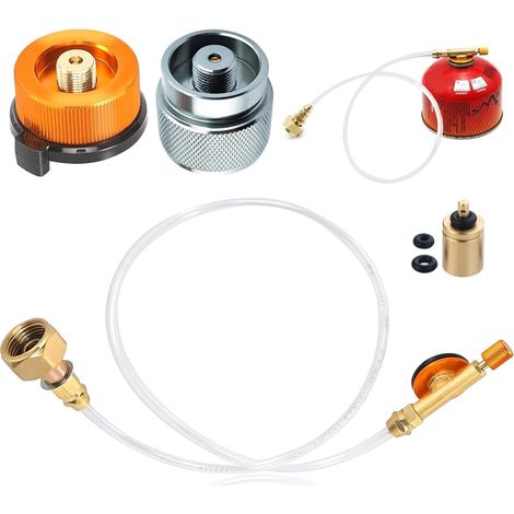 Adaptateur de cartouche de gaz, adaptateur de recharge de propane, adaptateur de recharge de gaz, adaptateur de gaz pour réchaud de camping, valve de gonflage, cylindre plat, adaptateur de (1/5)