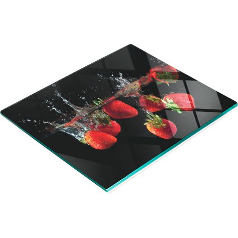 Multifunktionales dekoratives Küchen-Glasbrett mit Erdbeermotiv, 60 x 52 cm (1/5)