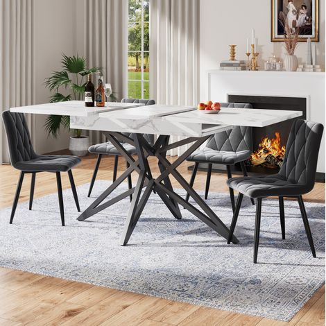 Set tavolo allungabile con 4 sedie 120/160 cm OKMYHOME (1/5)
