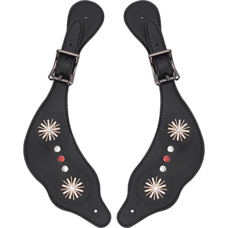Stivali da cowboy vintage decorati con strass floreali, lunghezza regolabile, realizzati a mano, colore nero. (1/5)