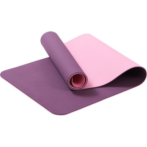 Esterilla de gimnasia, yoga y fitness, antideslizante, con correas, 183 x 61 x 0,6 cm, color morado. (1/5)