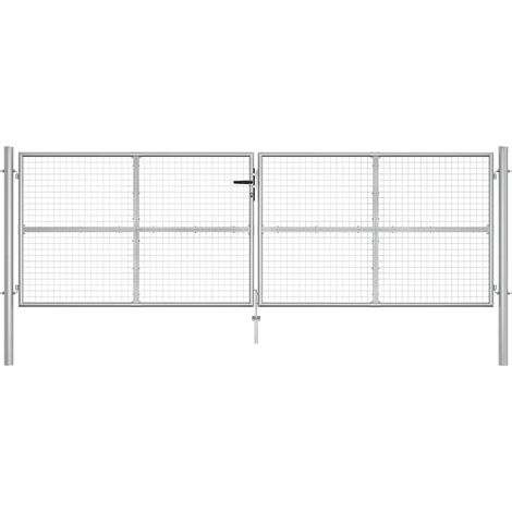 Maison Exclusive - Portail de jardin en acier galvanisé 400 x 125 cm argent (1/5)