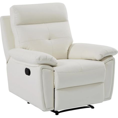 Fauteuil relax en cuir blanc VINETA (1/5)