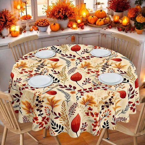 Nappe imprimée sur le thème des récoltes d'automne et de Thanksgiving, imperméable, motif récoltes d'automne, référence 507, rectangulaire.