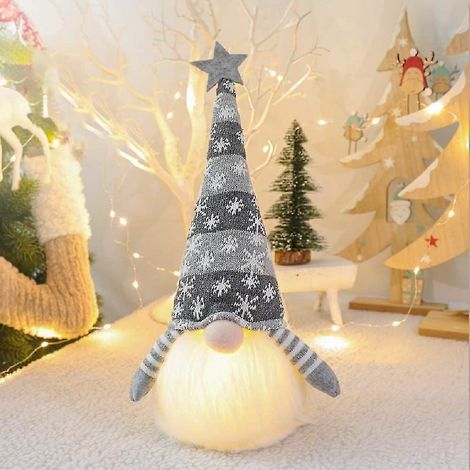Nain Père Noël lumineux - Cadeau féérique de Noël - Décoration de bureau hivernale à piles (1/5)