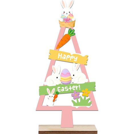 Ornement En Bois Pour Bureau - Décoration De Pâques - Accessoire De Scène Festive - Lot De 1 (1/4)