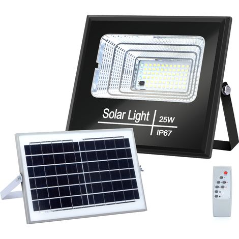 FARO LED 25W PANNELLO SOLARE CREPUSCOLARE IP65 LUCE 6500K 550LM (1/4)