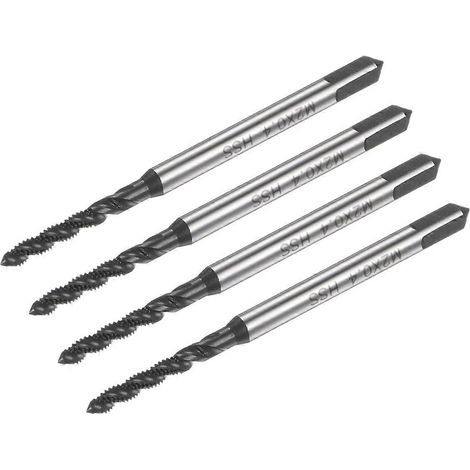 Lot de 4 tarauds à goujures hélicoïdales, taraud métrique M2 x 0,4, revêtement nitruré, taraud machine en acier rapide (1/5)