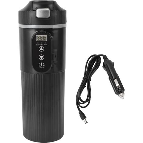 Jeffergarden Bouilloire électrique de voiture avec affichage LED de la température (25 à 100 °C), capacité de 500 ml, étanche, en acier inoxydable 304, idéale pour le lait, le thé et le café. (1/5)