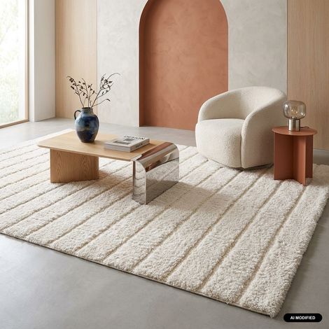 Tapis intérieur motif linéaire crème - Sol 120 x 170 cm (1/5)