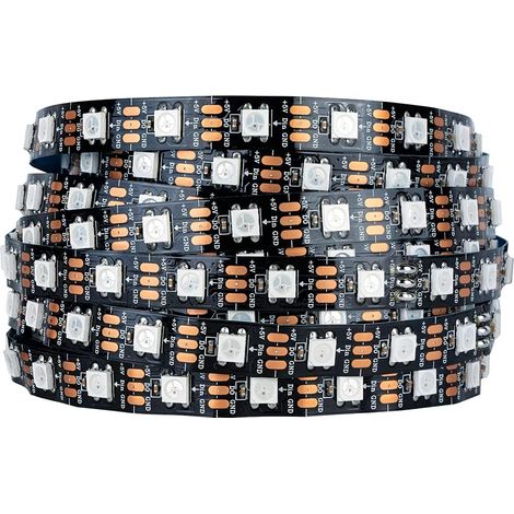 SEZO WS2812B ECO Ruabn LED 5M 300 LEDs DC5V Individually Addressable SMD5050 Dream Color Strip Light Alloy Wires IP30 Not Waterproof PCB Black for Indoor DIY Projects (WS2812E) (1/5)