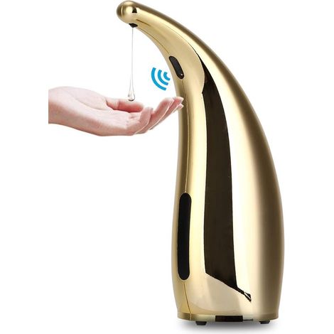 Dispensador automático de jabón, 4 niveles ajustables, Sin contacto, Sensor infrarrojo, Resistente al agua, 300 ml, Dorado para cocina y baño (1/5)