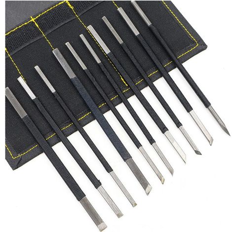Outil de Sculpture sur Pierre Ligne Noire en Acier au Carbone Haute Ensemble de l'outil de Gravure,10PCS (1/5)