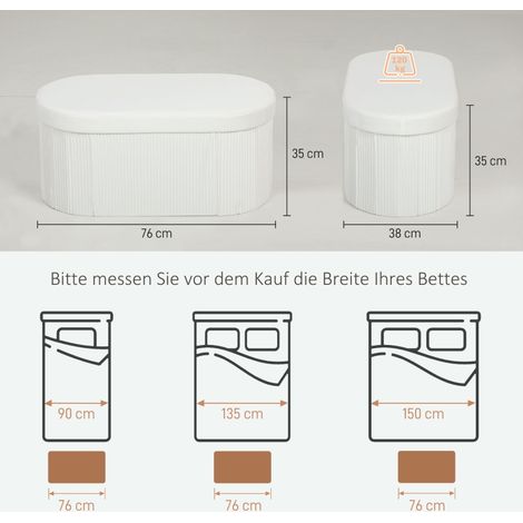 Banc coffre escamotable en velours crème, rangement pratique pour entrée et chambre, 76 x 38 x 35 cm, pliable et gain de place (1/5)