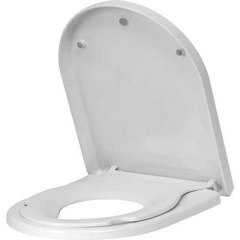 (BLANC) Abattant de toilette familial antibactérien avec siège enfant magnétique à dégagement rapide, cuvette de toilette en forme de D à fermeture douce avec frein de chute, charnières réglables (1/5)