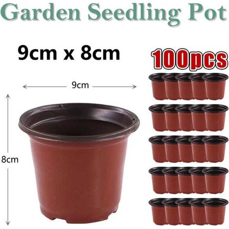Lot de 100 pots de pépinière réutilisables 9x8 cm – Semis et plantes d’intérieur/extérieur