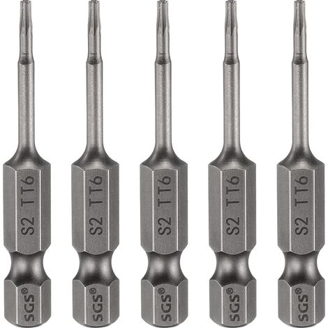 5Pcs Embout Tournevis Torx TT6 1/4" Hex Tige Longueur 2" (50mm) (1/5)