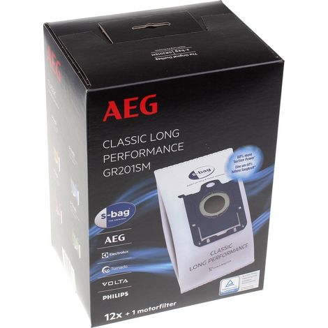 Juego de 12 bolsas de aspiradora S-bag Classic Long Performance para AEG - Electrolux - Philips - Tornado 9001688242
