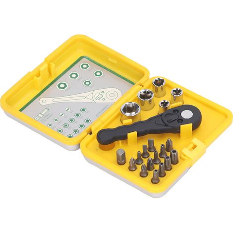 Coffret 20 pièces clé à cliquet tournevis douilles embouts multifonction boîte à outils manuel maison (1/5)