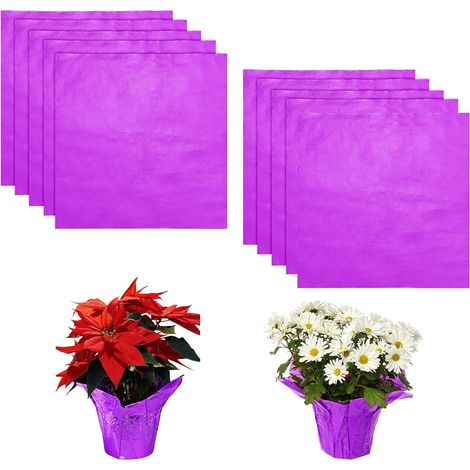 10-Pack Feuille D'Aluminium Pour Plantes En Pot, 11.8 x 11.8 Pouces Covers En Aluminium Pour Plantes Pour Mariage/Anniversaire/Saint-Valentin/Thé, Papier Cadeau [Violet] (1/5)