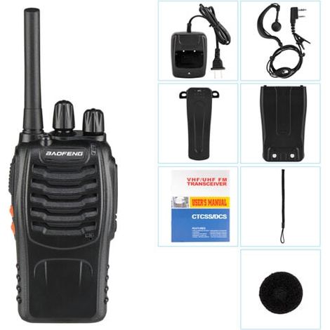 Walkie-talkie Crediri BF-888S de 1500 mAh con autonomía de larga duración, estándar europeo, color negro, 1 unidad (1/4)
