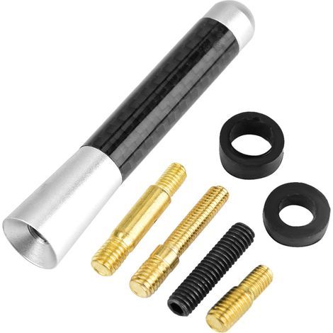 3-inch Carbon Fiber Screw-in Short Radio Antenna for Universal Car Modification (Silver) (1/5)