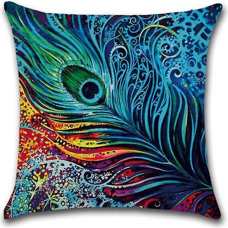 Housse de coussin décorative bohème motif paon pour canapé - 45 cm (1/5)