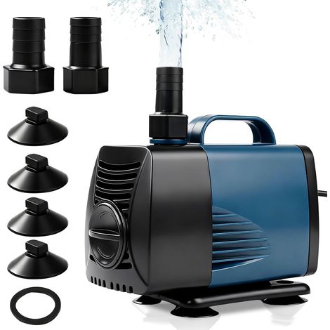 Pompe Submersible pour Bassin, 60W 4000L/H Silencieuse Aquarium Pompe avec Câble 1.8M, Protection Surchauffe, pour Aquarium, Filtration, Fontaine, Étang (1/5)