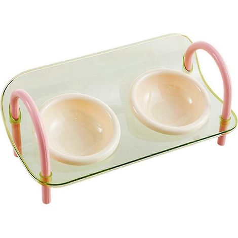 Gamelle double pour animaux de compagnie, haute sur pieds, antidérapante et réglable en hauteur, avec protection anti-basculement pour préserver la colonne cervicale. (1/5)