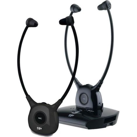 Auriculares inalámbricos TV/HIFI - CGV - DOLFIN ONYX DUO - Asistente auditivo - Micrófono integrado - Peso pluma (1/5)