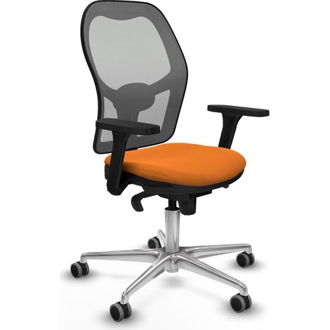 Jorquera sincro malla gris similpiel naranja brazos 3D base aluminio ruedas 65mm engomada (1/5)