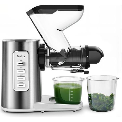 Extracteur Jus Pression à Froid 76 mm Goulotte (inox) Sans BPA, Moteur 200W, Silencieux (75 dB), 2 Vitesses, Nettoyage facile (1/5)
