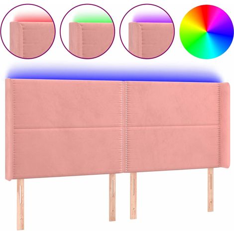 Maison Exclusive - Cabecero con LED de terciopelo rosa 163x16x118 (1/5)